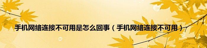 网络连接不可用的原因及解决方法（详解常见网络连接故障及应对策略）  第1张